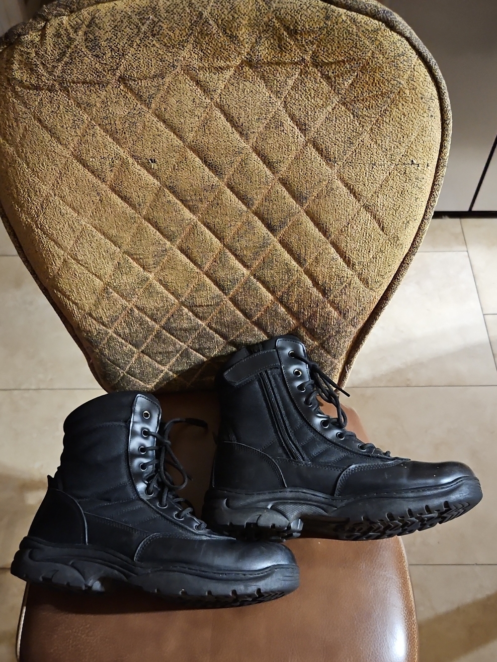 Nortiv 8 Trooper Black Leather Lace Up Zip Military Tactical Combat Boots Shoes - Picture 3 of 6